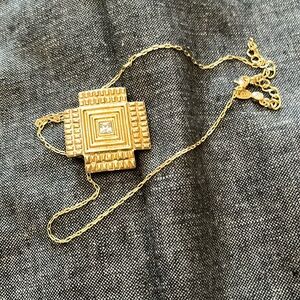 Goldtone Square-patterned Necklace